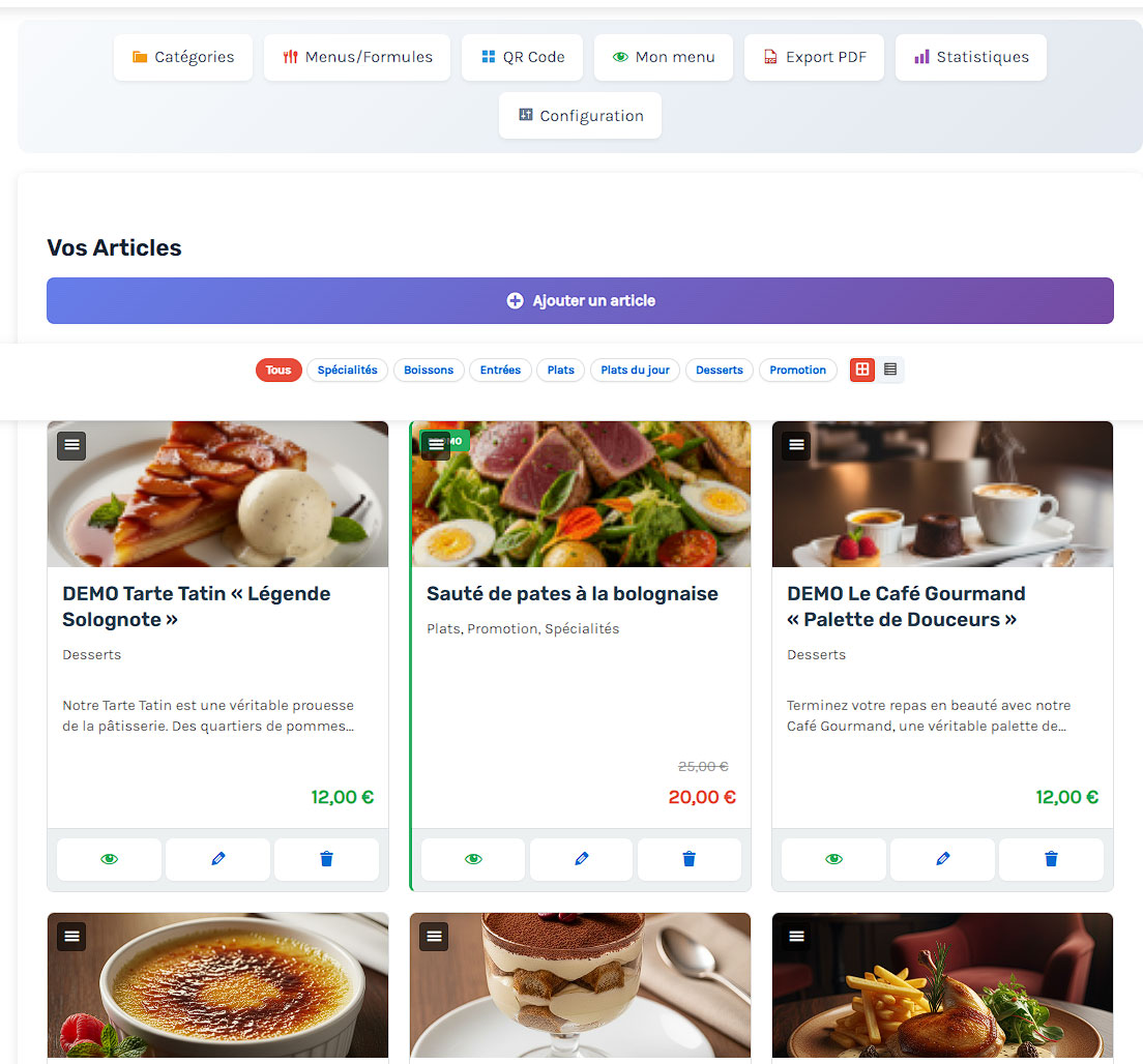 Gestion des Articles
